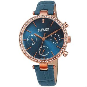 NWT Authentic August Steiner Quartz Diamond Blue Dial Women's Watch